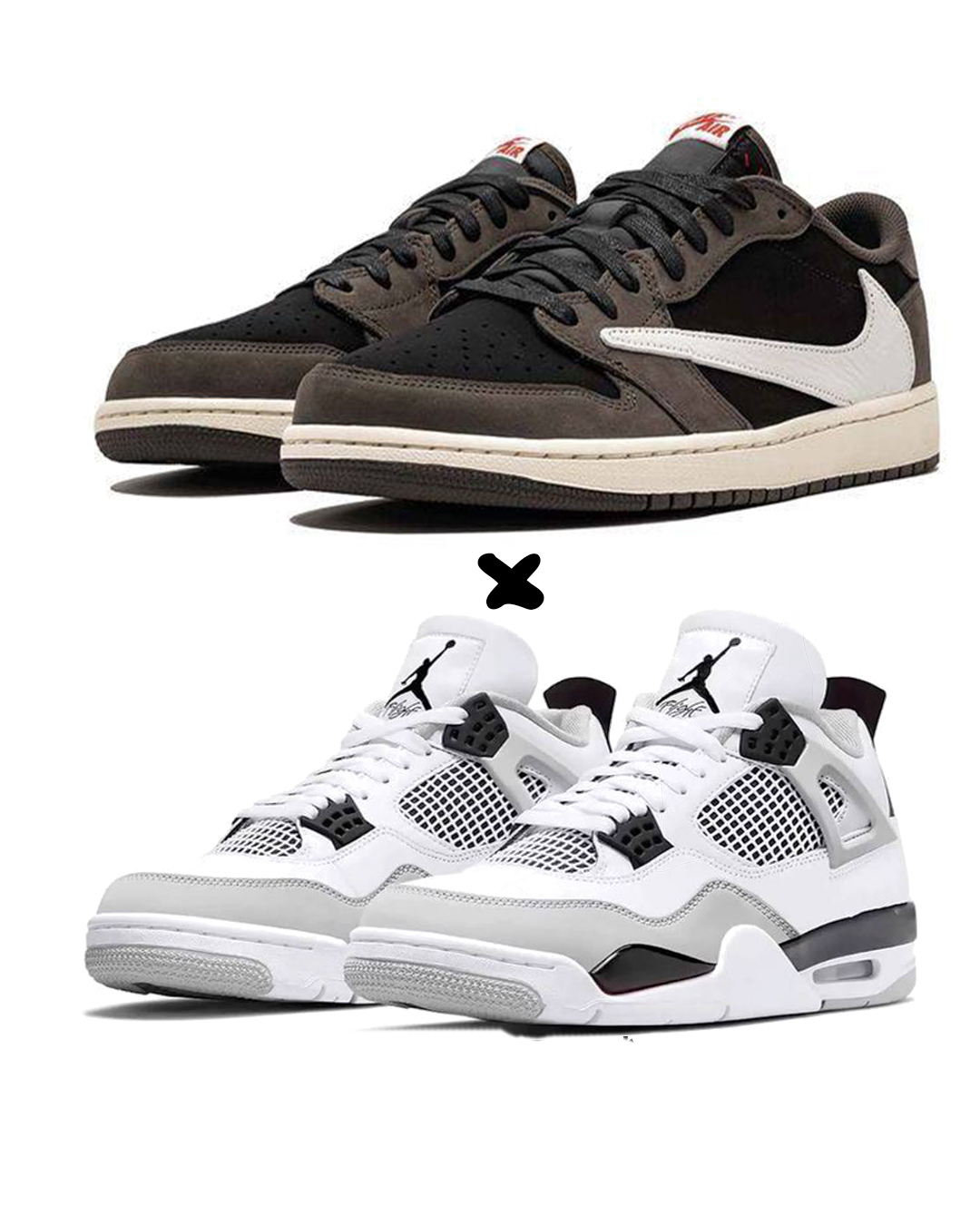 Jordan 1 Retro Low OG SP Travis Scott Mocha X. Air Jordan 4 Retro “Military Black”